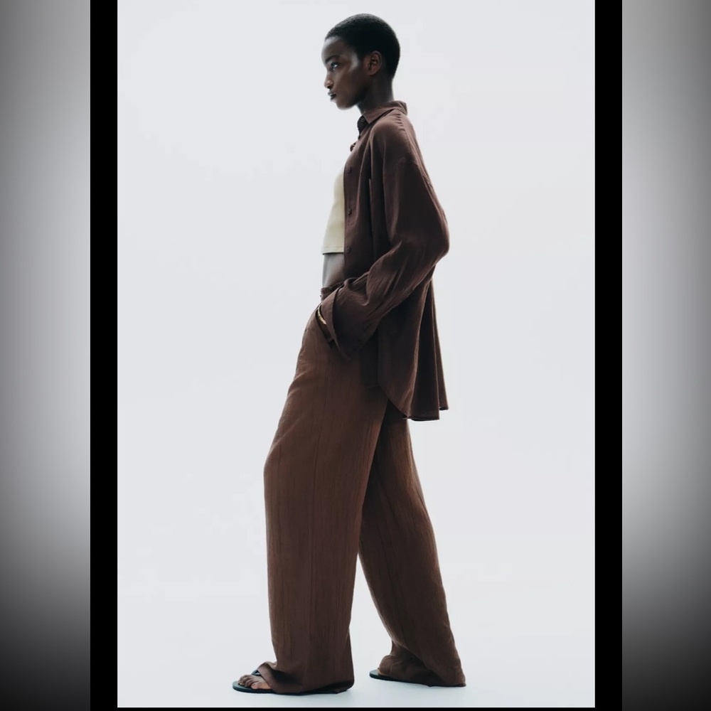 Zara Textured Weave Wide Leg Pants